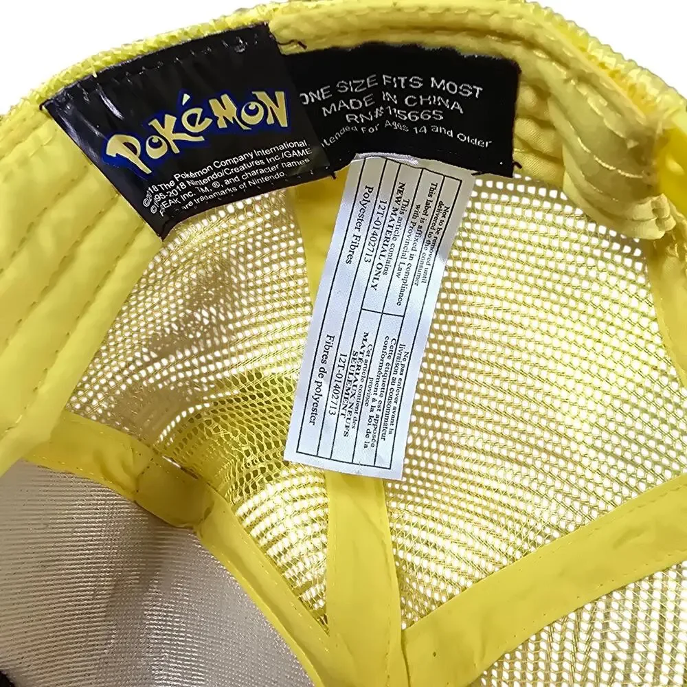 Pokemon Pikachu Snapback Cap 1/2 Mesh One Size Fits Most Anime Cosplay 90s Y2K